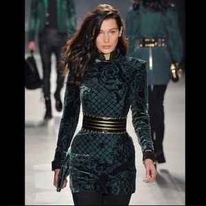 Balmain X H&M Green velvet dress size 6 NEW w tags